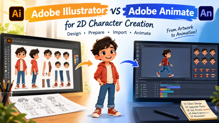 Character Creation in Adobe Illustrator vs Adobe Animate: Which Is Better for 2D Animation?